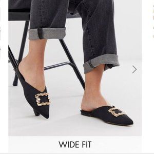 ASOS DESIGN Wide Fit Luminate embellished mules in